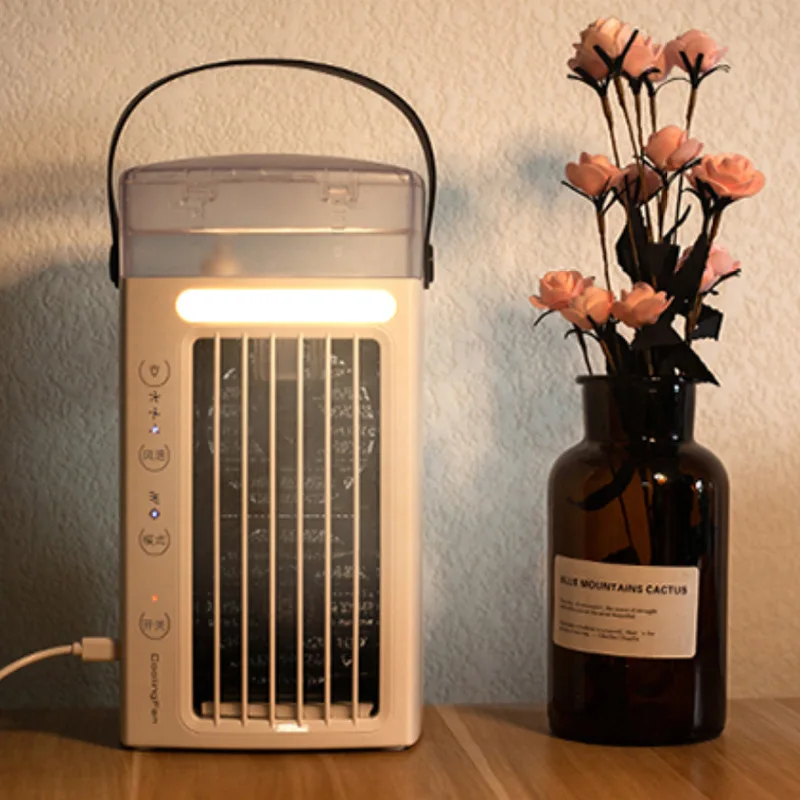 

Black technology humidifying air cooler USB desktop silent Bladeless fan tower fan household spray air circulation fan