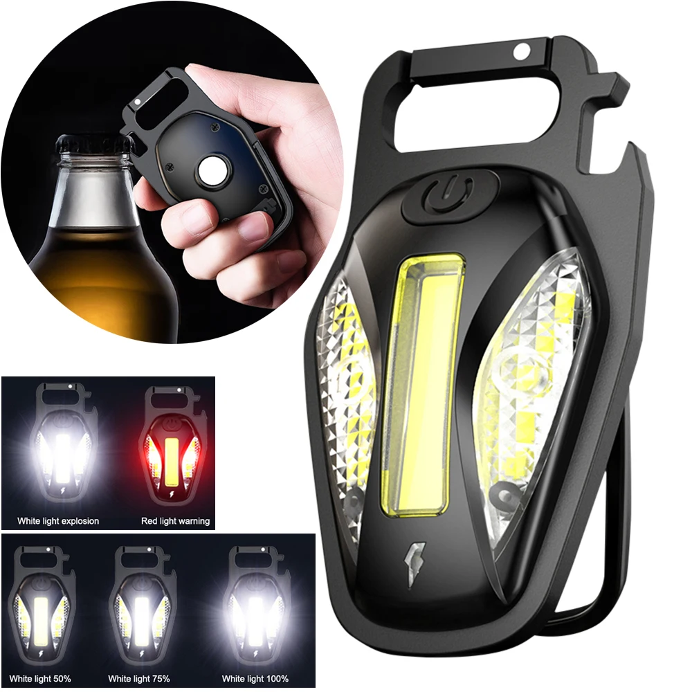 

Портативный мини-фонарь с COB матрицей, карманный светильник с USB-зарядкой и брелоком, для кемпинга, походов, экстренного освещения