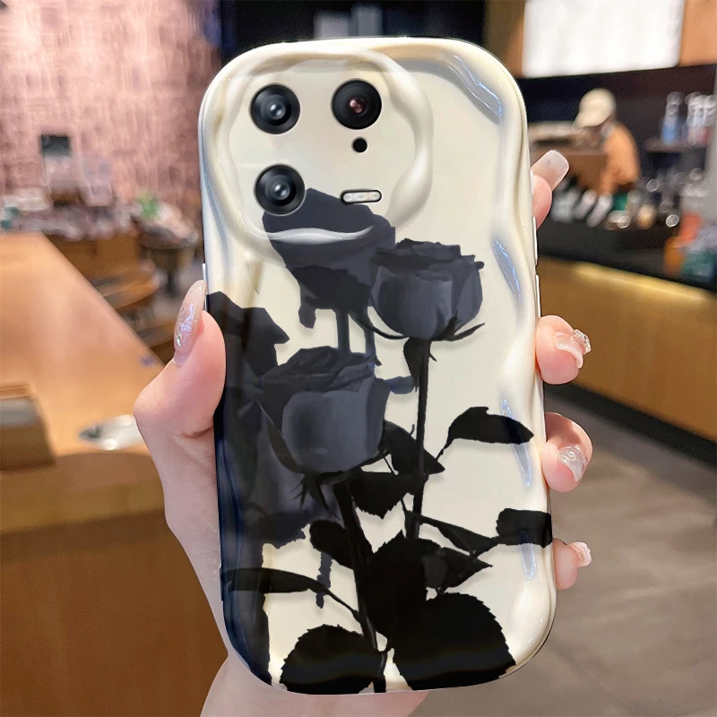 Rose Wave Case for Xiaomi Mi 14 13 12 Pro 11 Lite 11i 5G POCO X6 X5 X4 X3 NFC GT F6 F5 F4 F3 M4 M3 Silicone Shockproof Cover
