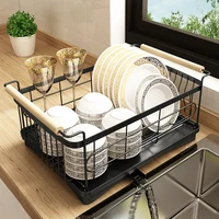 Black Stainless Steel Dish Drainer BASKET Gadget Portable Kitchen Sink Utensil Holder Basin Coisas De Casa Para A Cozinha BASKET