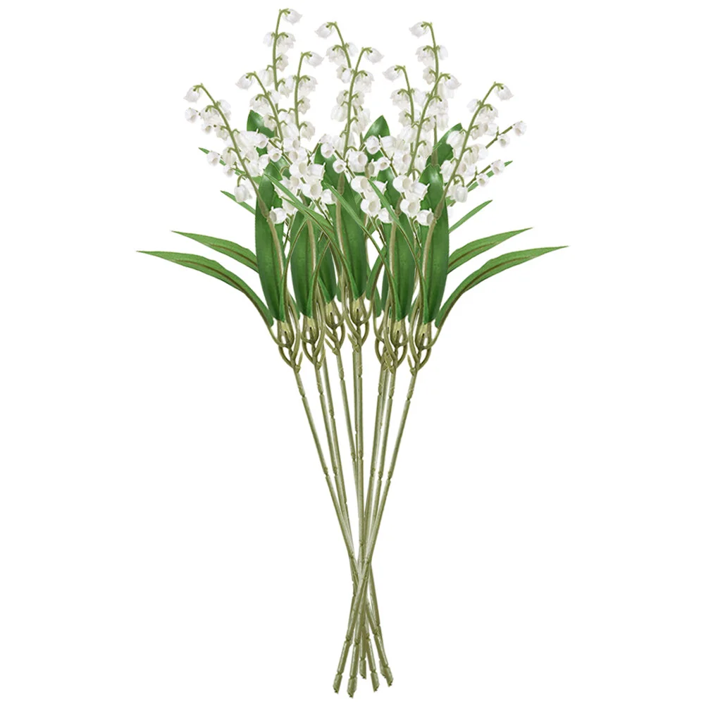 

Artificial Green Plants Lifelike Lily The Valley Fake Flowers Simulation Adornment Plastic Orchid Artificial Flowers