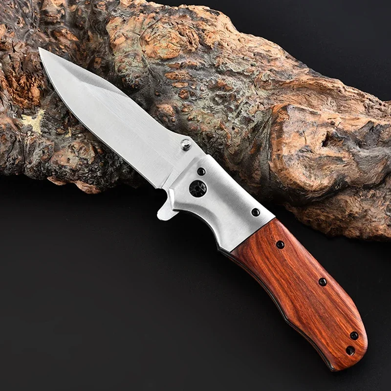 Складной нож 7Cr13 с рукояткой из розового дерева Универсальный Тактический