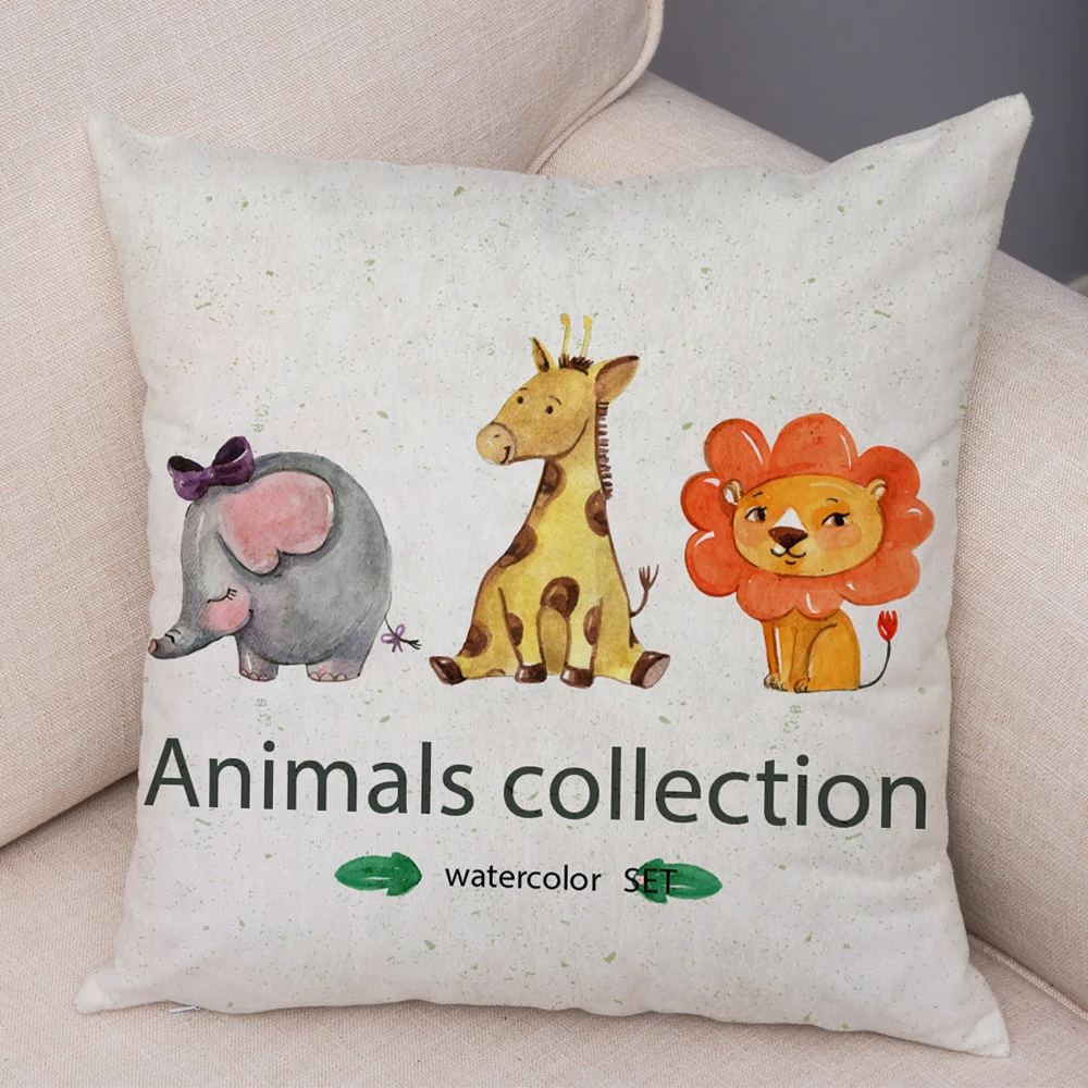 

Elephant Home Animal Cushion Cover Decor Cute Cartoon Rabbit Cat Fox Pillowcase Sofa Car Home Pillowcase