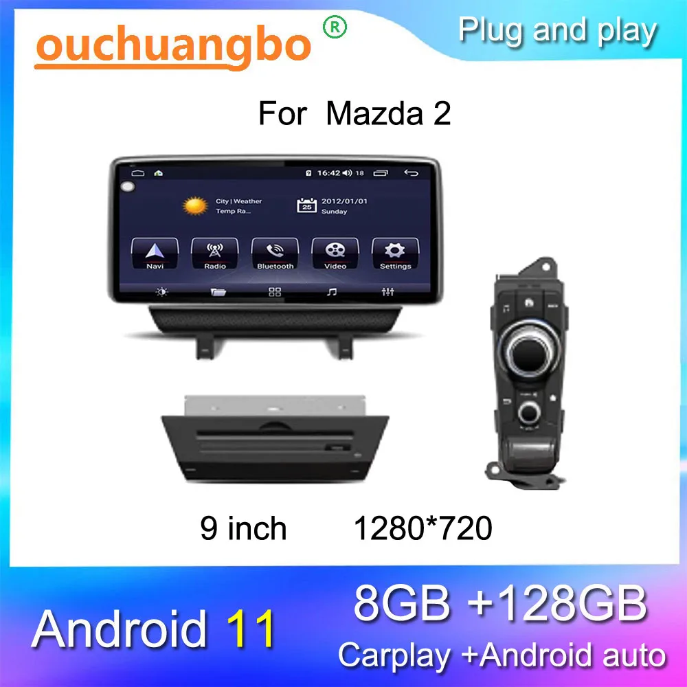 Ouchuangbo видеоплеер Радио для 10,25 дюймового Mazda 2 с Android 11 GPS навигация 1920*720 DSP