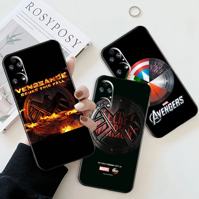 

Avengers Logo Phone Case For Huawei P50 P40 P30 P20 P10 Pro Lite P Smart Z 2021 Bumper Back Coque Black Carcasa Silicone Cover