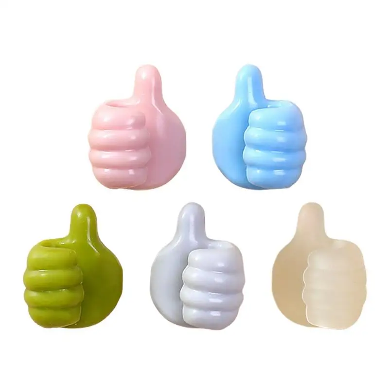 

5pcs Multifunctional Clip Handy Holder Towel Key Thumb Hooks Storage Wall Door Accessories Data Cable Holder Cute Home Decor