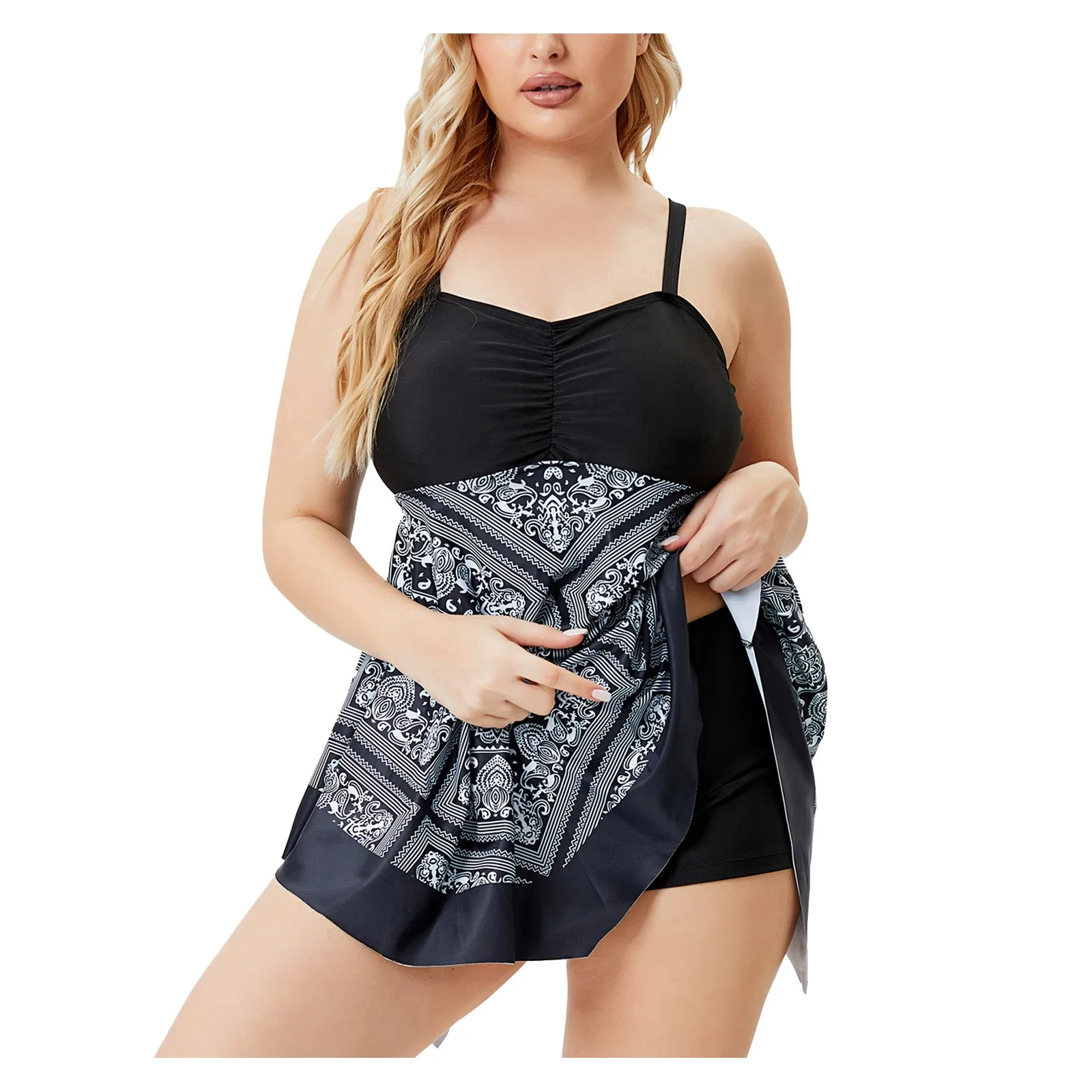 

Women's Swimming Suit Boho Sling Split Skirt Plus Size Swimsuit With Boxer Briefs Split Swimwear Bikinis 2022 Mujer Купальник