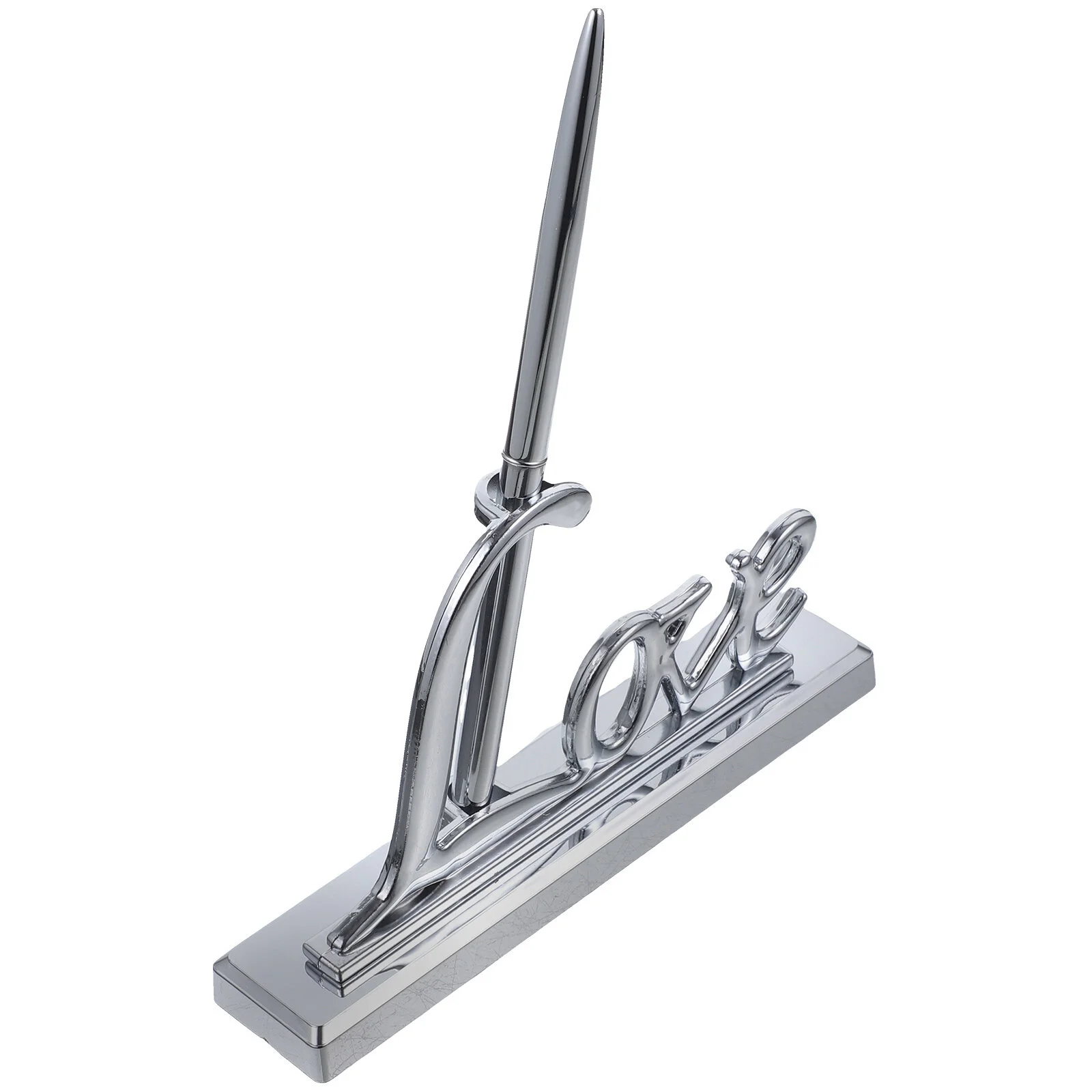 

Wedding Signing Pen with Silver Plated Metal Love Holder Party Pen Set (Silver)