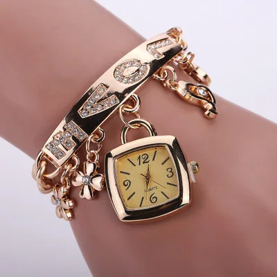 

Girls Ladies Watch Stainless Steel Bracelet Watch European American Fashion LOVE Bracelet Watch Clock Reloj Mujer Relogio Femini