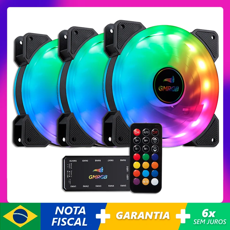 

GMRGB 3PCS 120MM PC Case Cooling Fan 6PIN PWM Temperature Control 5V 3PIN ARGB Computer Chassis Cooler Fan Ventilador AURA SYNC