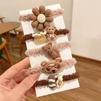 womens korean style cute rabbit hair rope ladies rubber band with cartoon resin animal stylish and cute plush hair rope