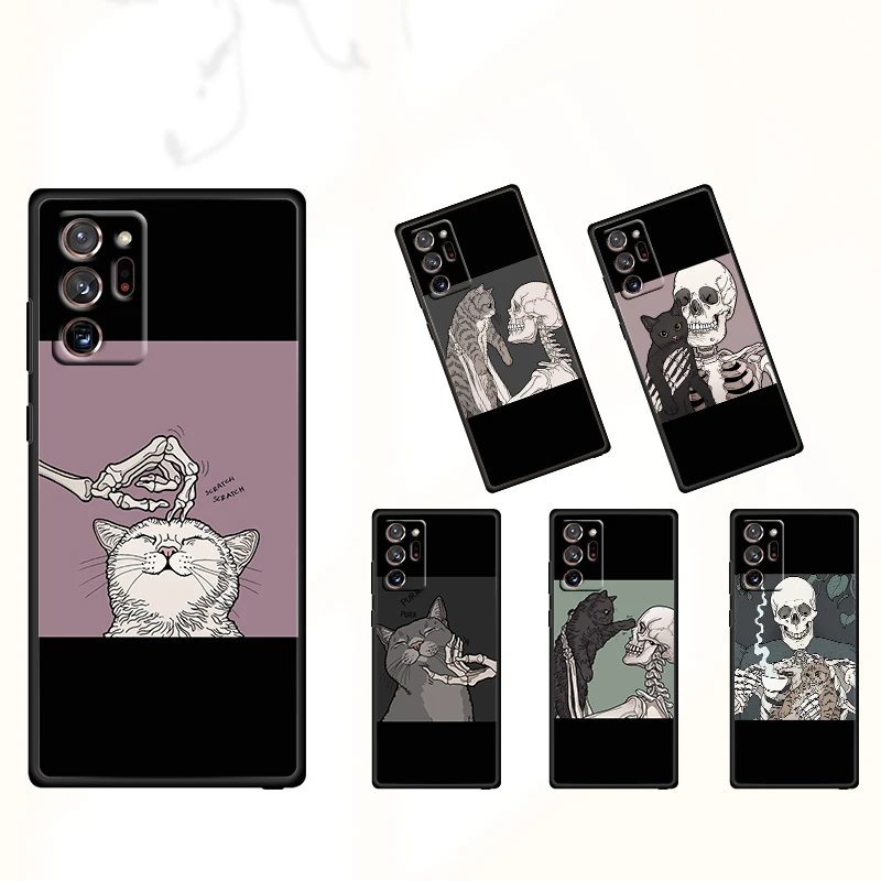 

Funny Cute Skeleton For Samsung Note 20 Ultra 10 9 8 M52 M32 F52 F22 M01 4G 5G Fundas Silicone Black Phone Case Coque