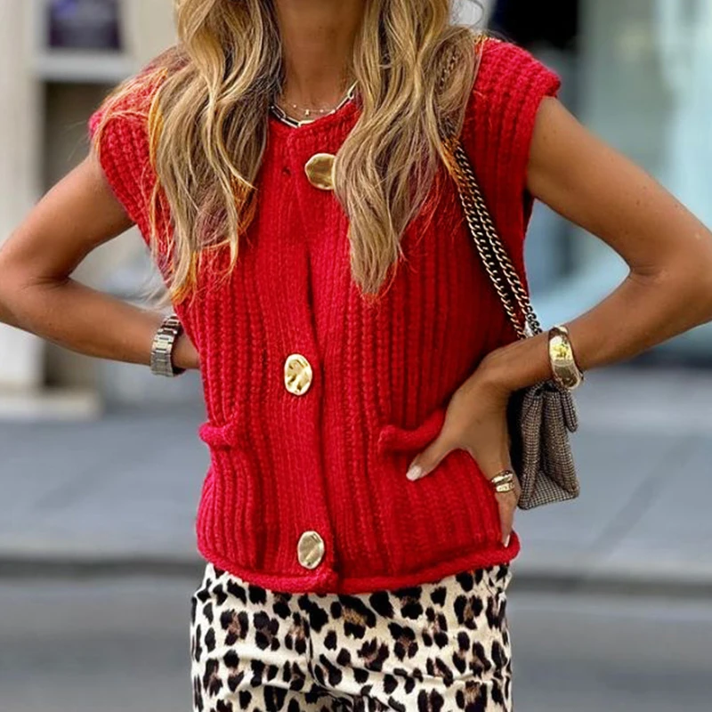 Женский однотонный кардиган на пуговицах повседневный элегантный вязаный