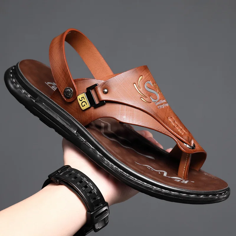 

Big Size 47 Summer Flip-flops Men's PU Sandals and Slippers Beach Shoes Non-slip Wear-resistant Slides Shoes Men's Sandals
