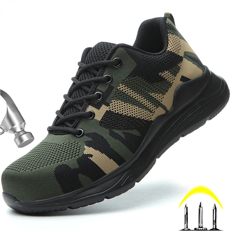 

Lightweight Safety Shoes Men Boots Camouflage Work Shoes Construction Indestructible Shoes Work Sneakers Men Boots Security