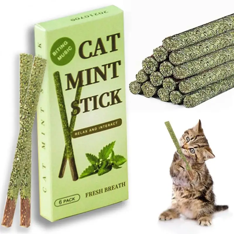 

6 Sticks/box Cat Chews Products All Natural Catnip Sticks Wood Tengo Molar Sticks Teeth Cleaning Cat Sticks For Cats Of All Ages