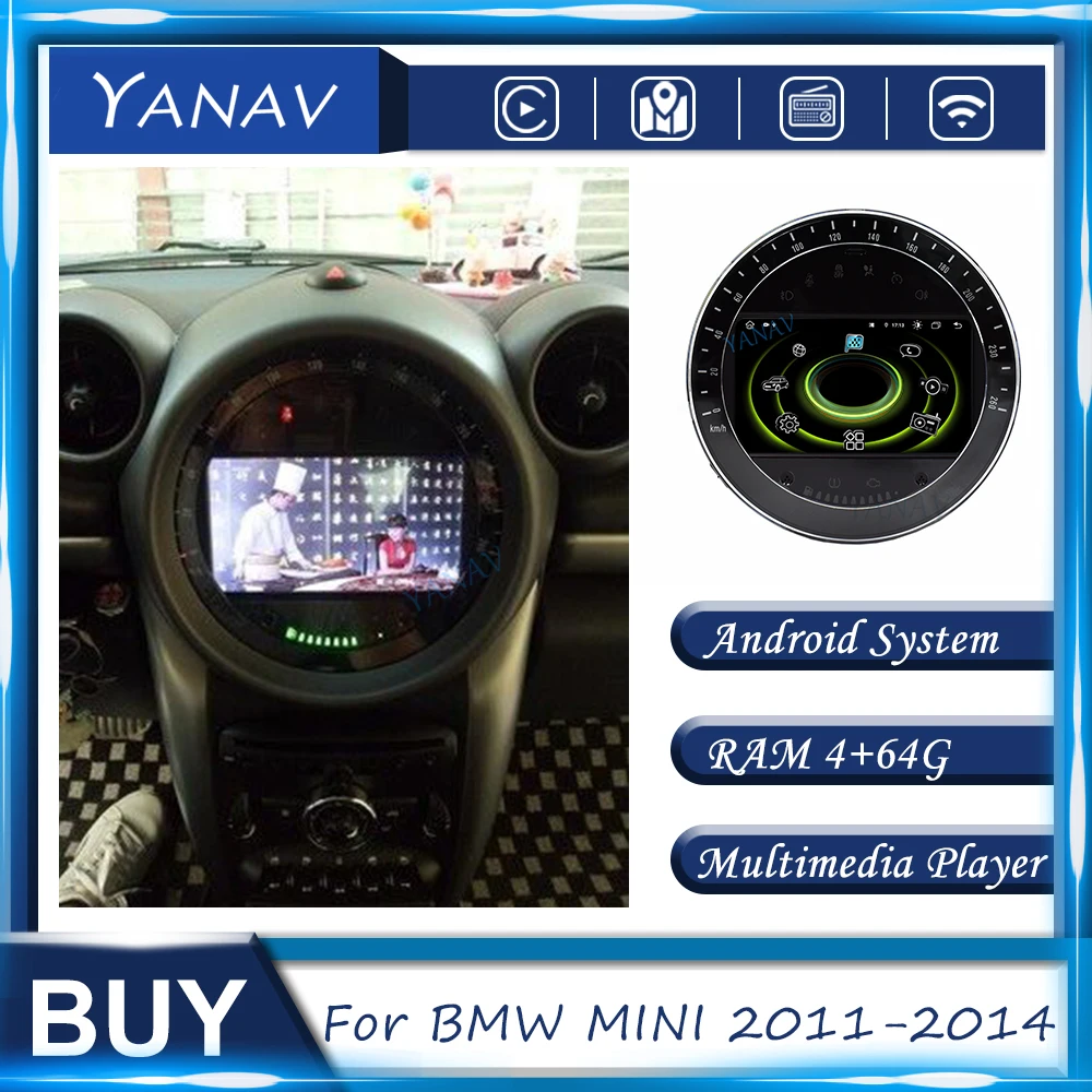 

Автомобильное радио, аудио, Android Carplay для BMW MINI 2011-2014, GPS-навигация, автомобильный стерео прием, видео, Мультимедийный MP3-плеер, головное устрой...