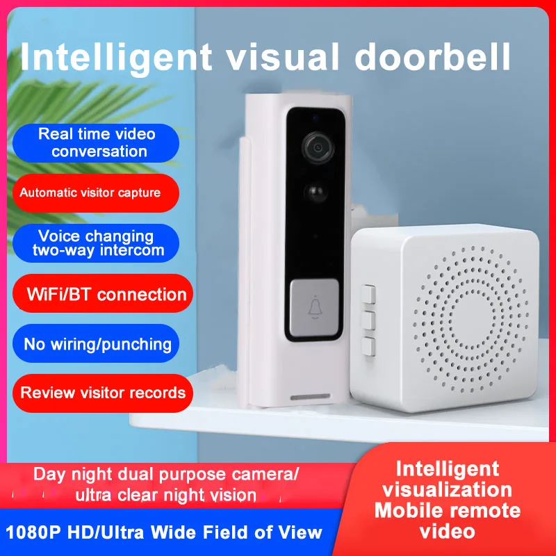 

Video Doorbell WiFi Outdoor Door Bell Waterproof IP65 Battery Intercom Smart Home Wireless Door Phone Camera PIR human body