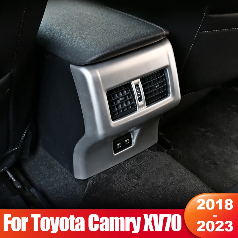 

For Toyota Camry 70 XV70 2018 2019 2020 2021 2022 2023 ABS Carbon Car Rear Air Outlet Vent Trim Cover Anti-Kick Pad Accessories