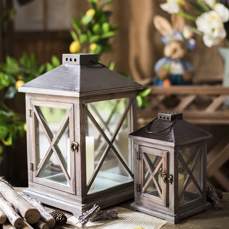 Американский Ретро Темный Деревянный подсвечник для лампы украшение кабинета