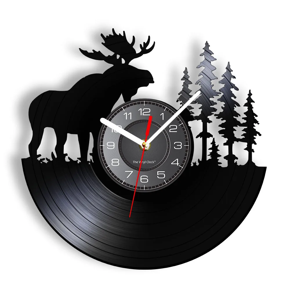 Wild Woodland Animal Forest Bull Elk Silent Quartz Wall Clock Elk Moose Wall Art Decorative Clock Creative Timepiece Wall Watch