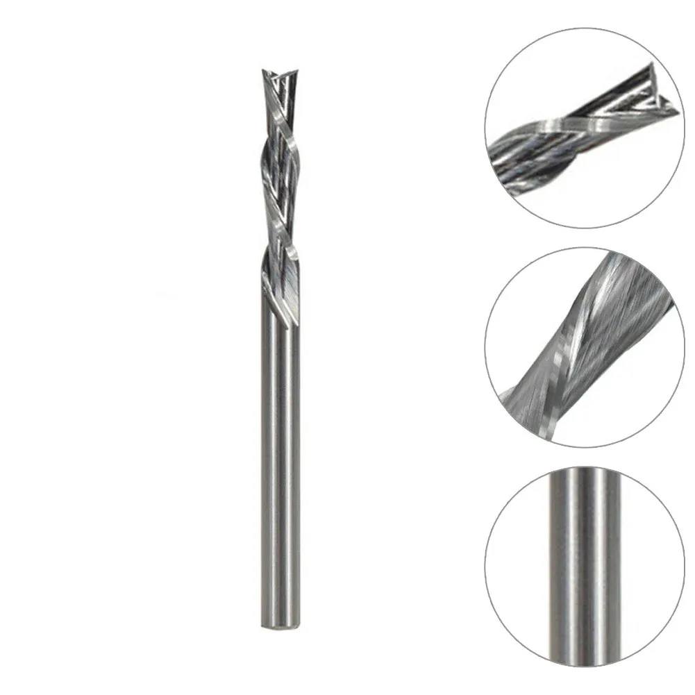 

1/8\" Shank 2 Flutes Solid Carbide Down Cut Spiral End Mill Cutter CNC Router Bit Compression-cut End Mill Bit Face Wood Milling
