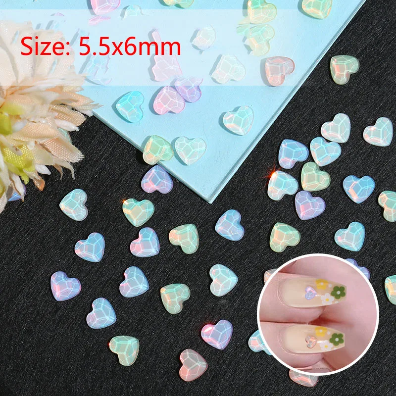 

30/100Pcs 5.5x6mm Mocha Heart Nail Art Rhinestone Flatback Glass Crystal Shiny Diamond For Manicure DIY Decoration Accessories