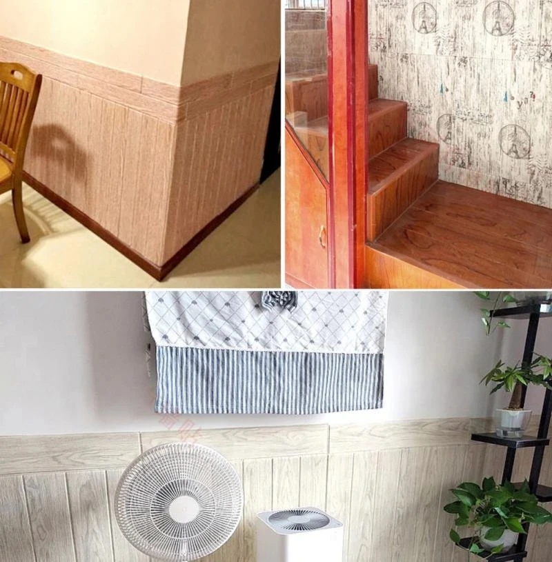 30 штук самоклеящихся 3D настенных наклеек в стиле деревянной текстуры для декорирования комнаты, аксессуары для украшения, виниловый ПВХ на пол.