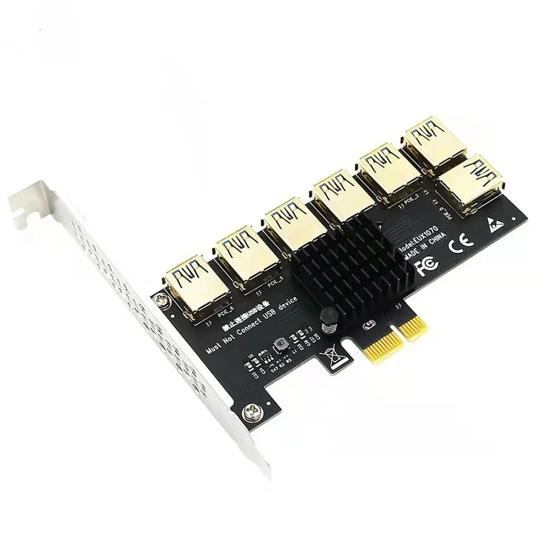 

PCIE 1 to 7 USB3.0 Slot PCI Express Multiplier Riser Card Extender PCIE 1X To 16X Riser 009s Adapter For Bitcoin Mining