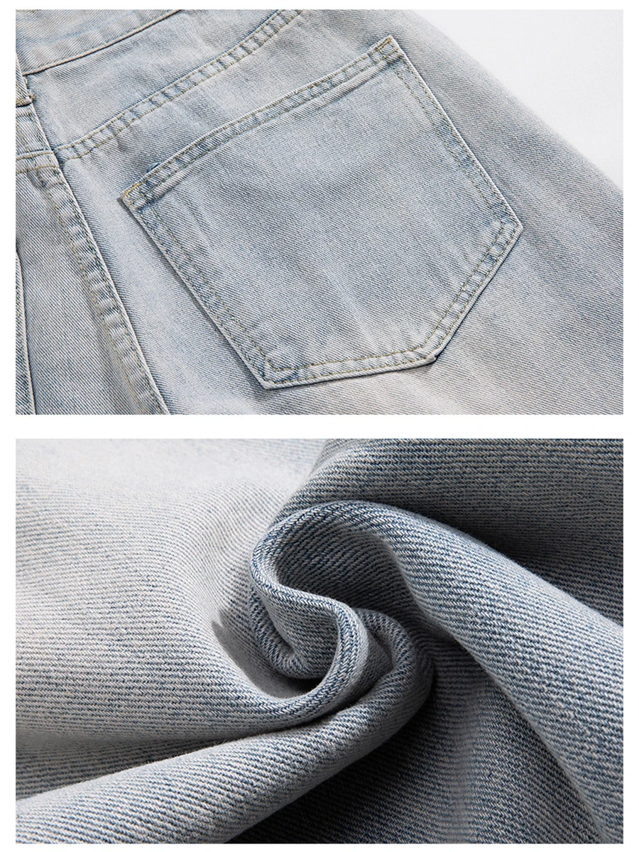 Four Seasons Men's Tie Dye Y2K Jeans High Street Straight Wide Leg Pants Fashion Streetwear Ins Hot Selling Men's Denim Pants