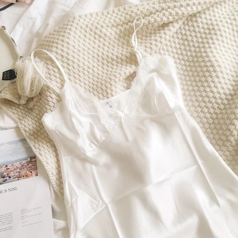 Шелковая ночная рубашка QWEEK Женская атласная летняя Сказочная платья 2021 | одежда