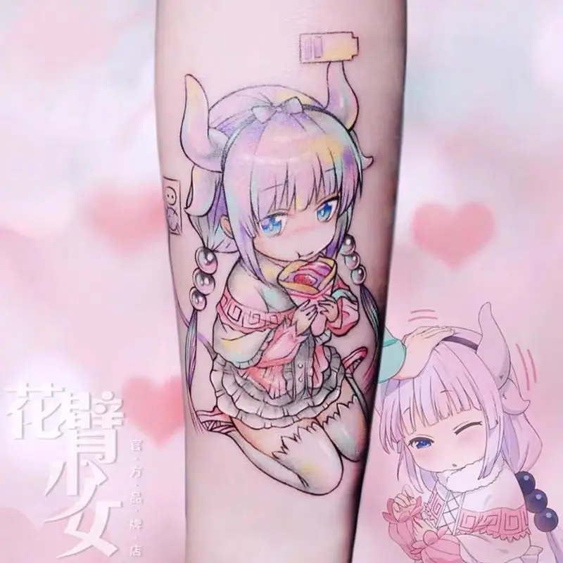 

New Fake Tattoo for Woman Men Cute Anime Tattoos Waterproof Thigh Clavicle Color Temporary Tattoo Kawaii Cartoon Tattoo Stickers