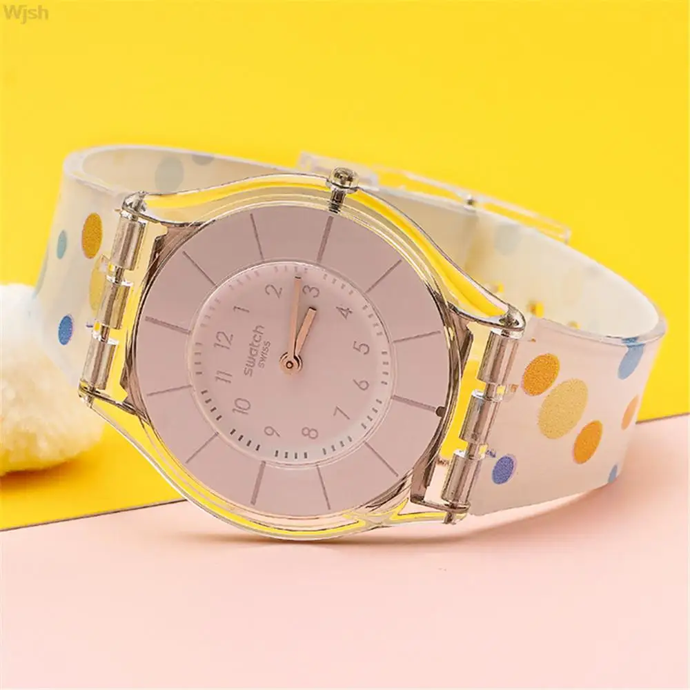 

Transparent Jelly Strap for Swatch 16mm 17mm 19mm Men Women Colorful Printing PVC Replacement Bracelet Band Watch Accessories