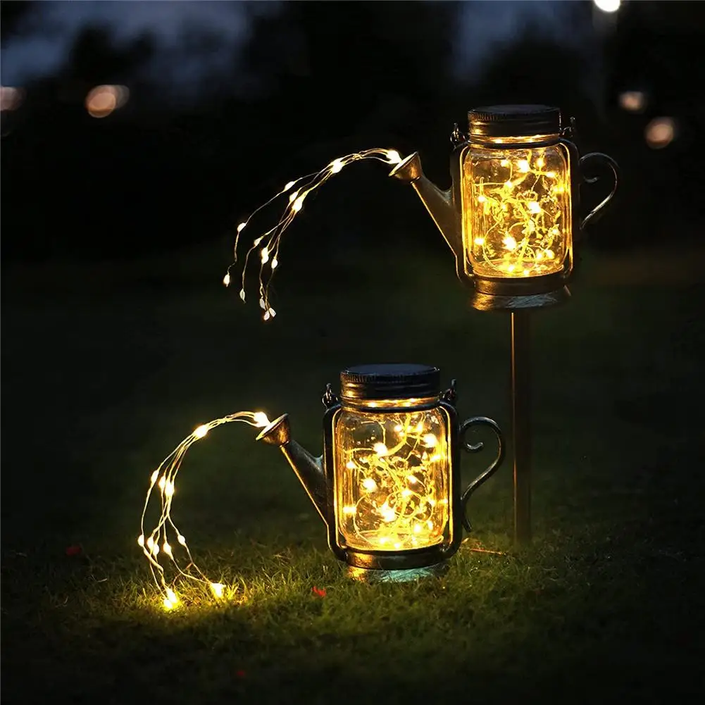 

1pcs Solar Lantern Outdoor Hanging Mason Jar Solar Light 45 LED Spray Can Light for courtyard walkway gardens dropshipping