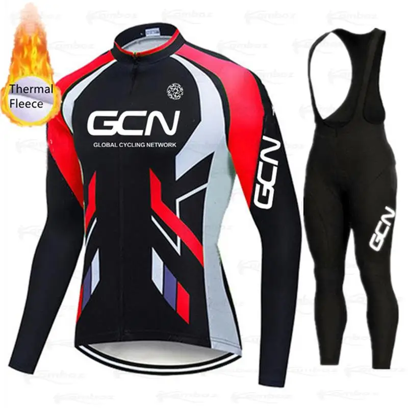 

2022 GCN Winter Cycling Clothing Men Thermal Fleece Cycling Set Long Sleeves Bike Clothing MTB uniform Ropa Ciclismo invierno