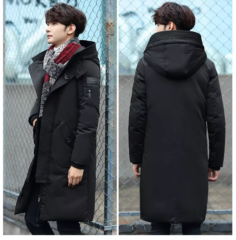Down Jackets Coat Male Solid Color Overcoat Outerwear Men Winter Warm Hooded Coat M-3XL New Men's Thick Long Parkas