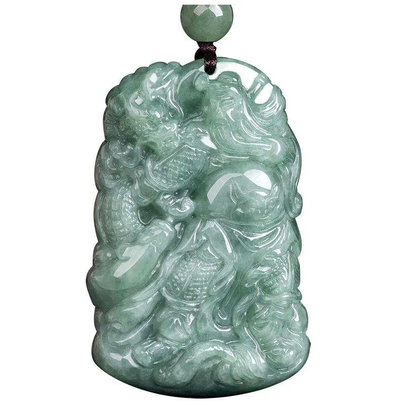 

Burmese Jade Guan Yu Pendant Jewelry Men Real Natural Green Accessories Gemstones Amulet Necklace Jadeite Emerald Pendants