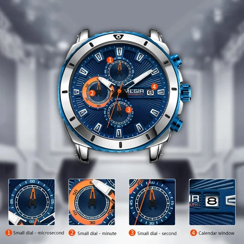 Мужские кварцевые часы с календарем из нержавеющей стали