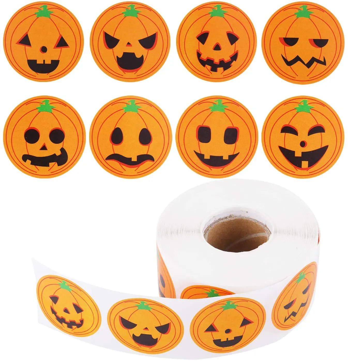

500pcs Round Halloween Label Stickers Cute Smile Pumpkin Seal Sticker DIY Decorative Labels Halloween Party Favors Supplies