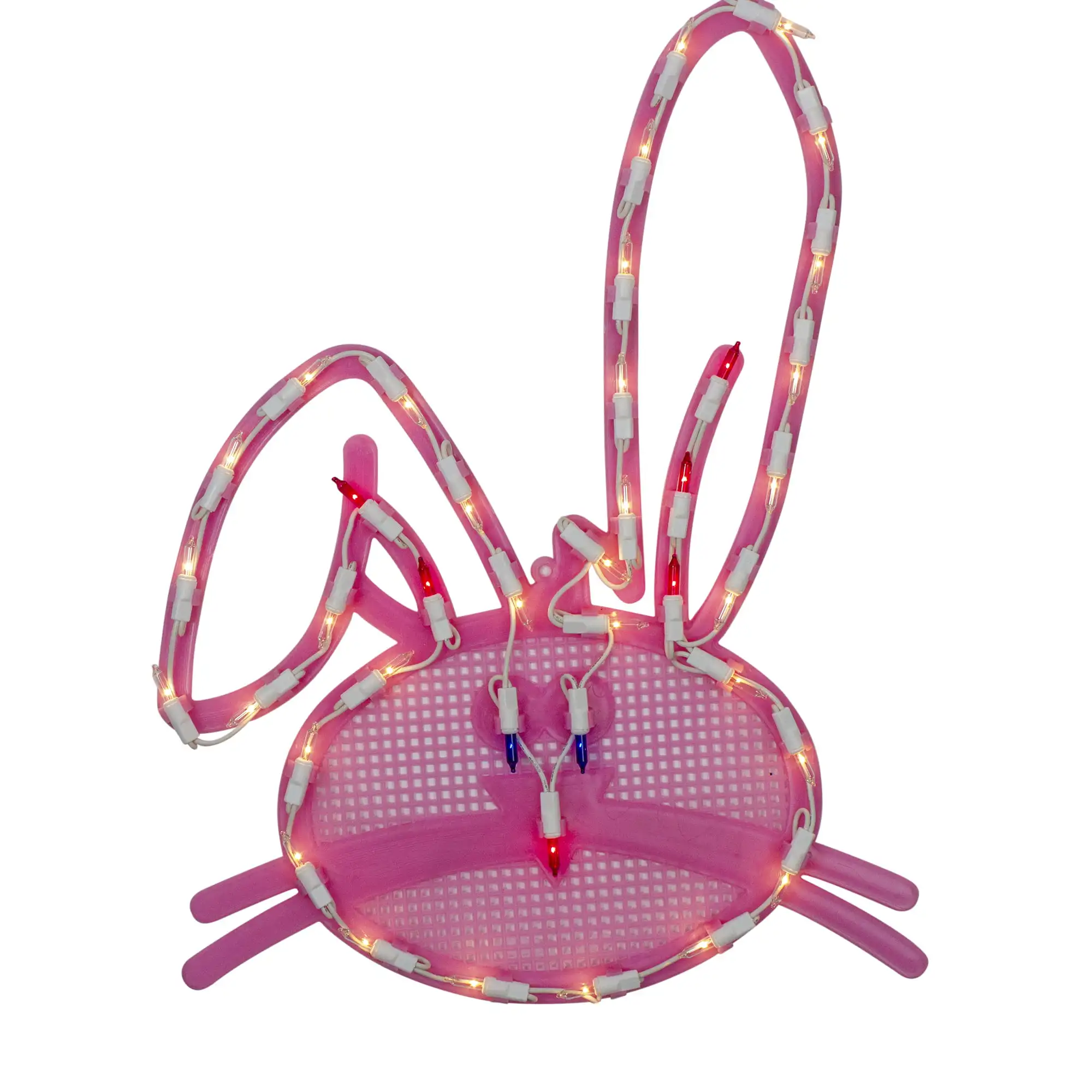 

17" Lighted Pink Bunny Head Easter Window Decoration