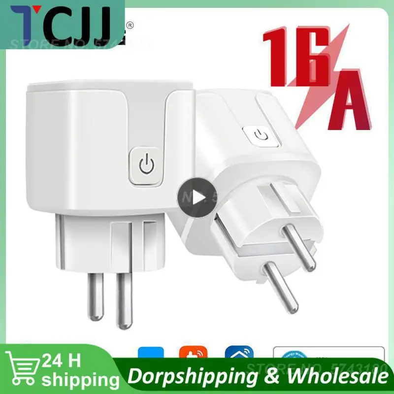 

1~8PCS Wifi Outlet Fireproof With Power Monitor Tuya Power Socket Overcharge Protection 16a Fire Retardant 16a Eu Plug Timer Diy