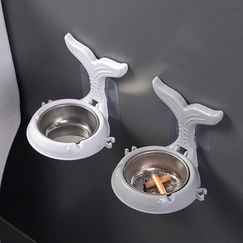 

Portable Whale Shape Wall Ashtray Stainless Steel Pocket Smoke Holders Storage Cup For Toilet Home Office Cigarette Tools