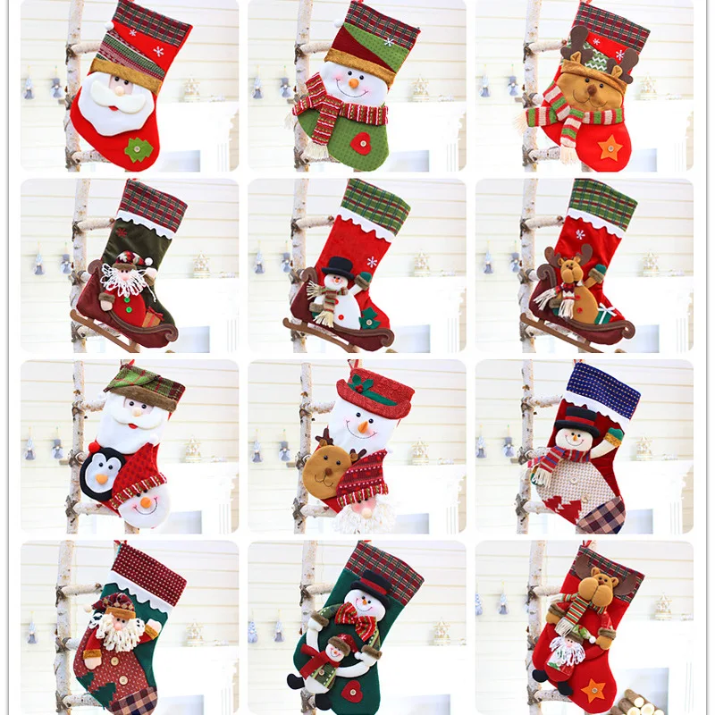 

Рождественские носки, индивидуальный подвесной Носок, 3D плюш, Санта-лось, снеговик, подходит для семейного праздника, рождественской вечеринки, украшения
