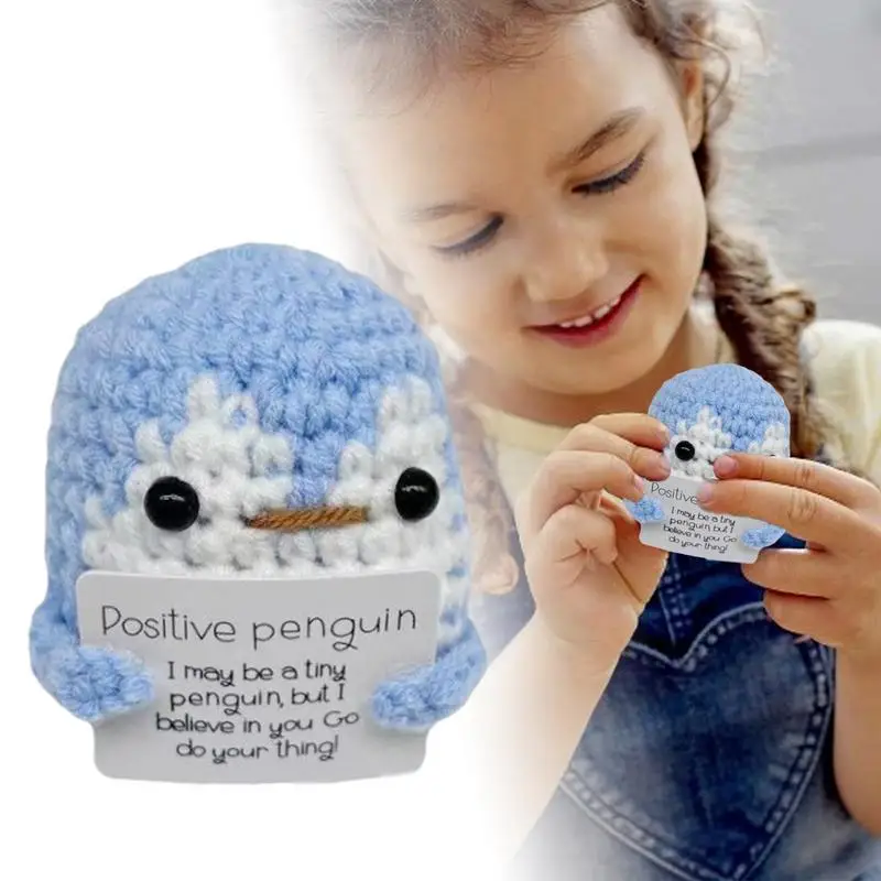 Вязаный крючком Пингвин Забавный положительный вязаный милый шерстяной