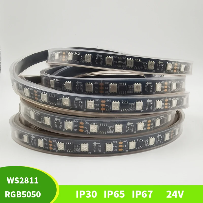 

DC24V 5m WS2811 pixel Led Strip light Addressable 30/48/60leds/m full color 2811 IC 5050 RGB led lamp Tape decoration