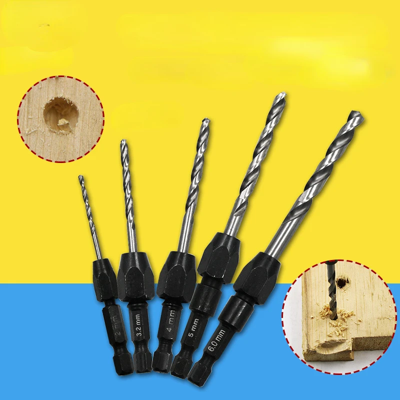 

High quality 5pcs HSS 6542 quick change handle twist drill 6.35mm 1/4 Hexagon pattern metal stainless steel trepanning Electric