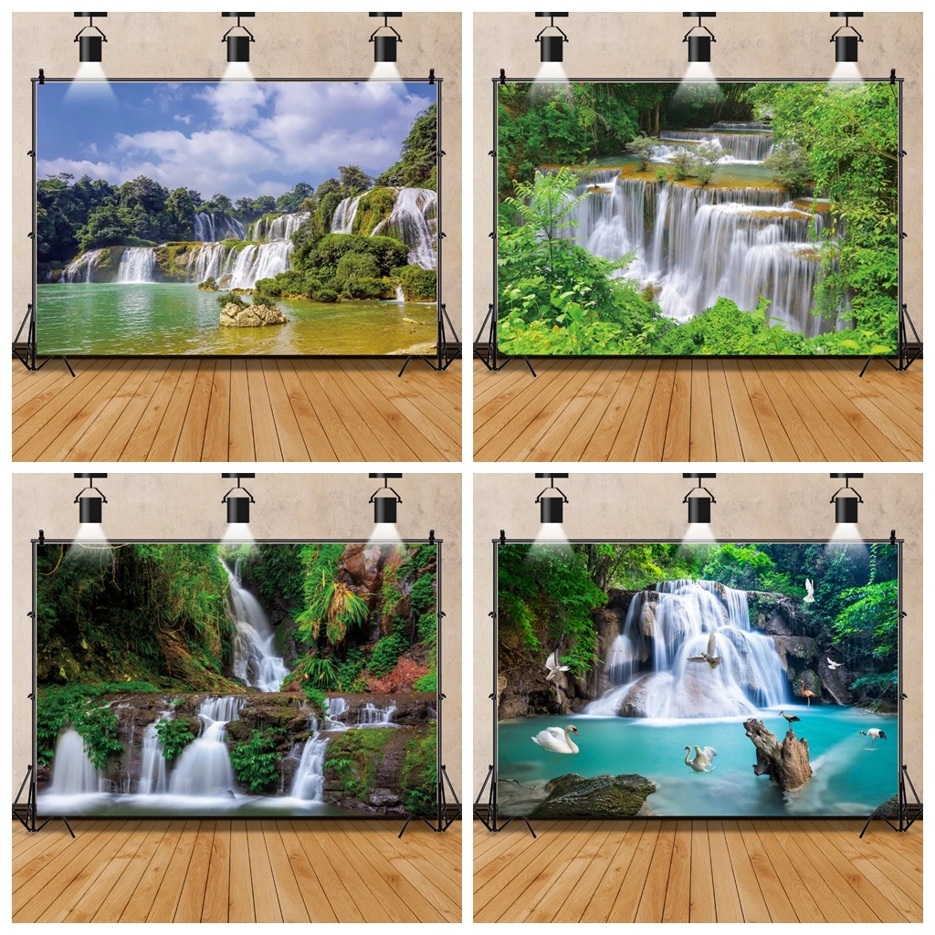 

Фон с изображением водопада Пейзажа для фотосъемки весенний природный пейзаж горы озера для детей и взрослых портретный фон для фотостудии