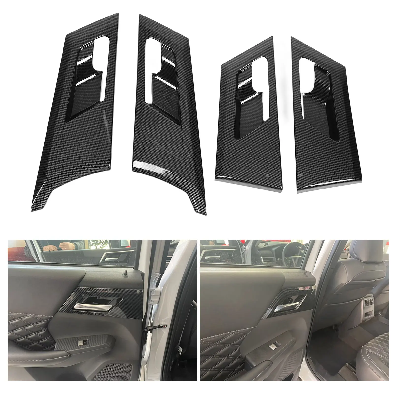 

4Pcs for Mitsubishi Outlander 2023 Window Lift Switch Button Panel Trim Carbon Fiber Pattern Glass Lift Button Panel Cover