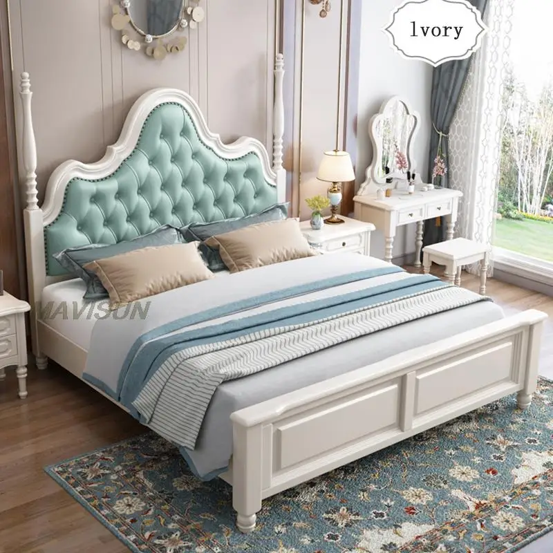 

Большая классическая кровать в стиле королевской принцессы, большая белая коробочка для квартиры, отеля, спальни, вместительная мягкая под...