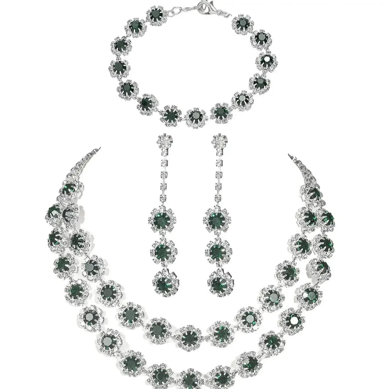 Модное полное бриллиантов разноцветное цветочное ожерелье серьги браслет из